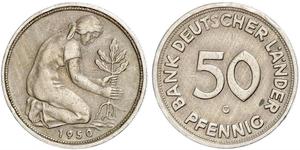 50 Pfennig Deutsche Demokratische Republik (1949-1990) / Geschichte der Bundesrepublik Deutschland (1949-1990) Kupfer/Nickel 