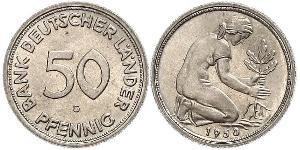 50 Pfennig Deutsche Demokratische Republik (1949-1990) / Geschichte der Bundesrepublik Deutschland (1949-1990) Kupfer/Nickel 