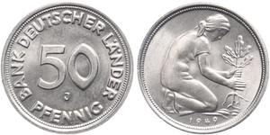 50 Pfennig Deutsche Demokratische Republik (1949-1990) / Geschichte der Bundesrepublik Deutschland (1949-1990) Kupfer/Nickel 