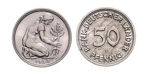 50 Pfennig Deutsche Demokratische Republik (1949-1990) / Geschichte der Bundesrepublik Deutschland (1949-1990) Kupfer/Nickel 