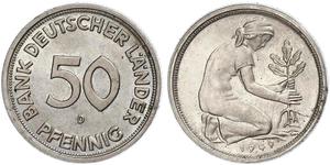 50 Pfennig Deutsche Demokratische Republik (1949-1990) / Geschichte der Bundesrepublik Deutschland (1949-1990) Kupfer/Nickel 