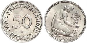 50 Pfennig Deutsche Demokratische Republik (1949-1990) / Geschichte der Bundesrepublik Deutschland (1949-1990) Kupfer/Nickel 