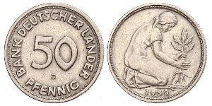 50 Pfennig Deutsche Demokratische Republik (1949-1990) / Geschichte der Bundesrepublik Deutschland (1949-1990) Kupfer/Nickel 