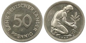 50 Pfennig Deutsche Demokratische Republik (1949-1990) / Geschichte der Bundesrepublik Deutschland (1949-1990) Kupfer/Nickel 