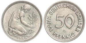 50 Pfennig Deutsche Demokratische Republik (1949-1990) / Geschichte der Bundesrepublik Deutschland (1949-1990) Kupfer/Nickel 