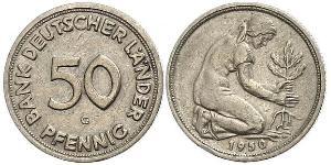 50 Pfennig Deutsche Demokratische Republik (1949-1990) / Geschichte der Bundesrepublik Deutschland (1949-1990) Kupfer/Nickel 