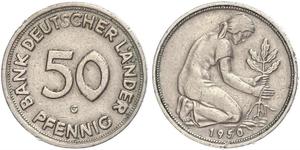 50 Pfennig Deutsche Demokratische Republik (1949-1990) / Geschichte der Bundesrepublik Deutschland (1949-1990) Kupfer/Nickel 