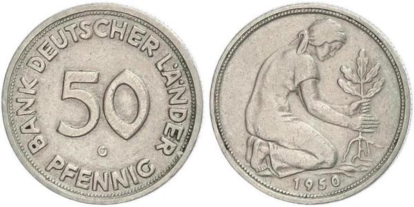 50 Pfennig Deutsche Demokratische Republik (1949-1990) / Geschichte der Bundesrepublik Deutschland (1949-1990) Kupfer/Nickel 