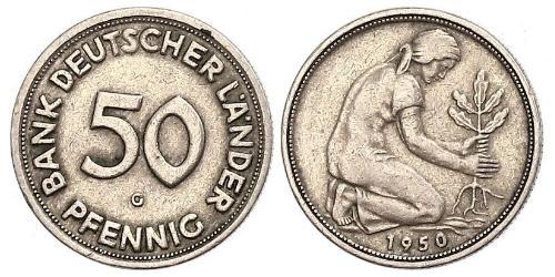 50 Pfennig República Democrática Alemana (1949-1990) / Alemania Occidental (1949-1990) Níquel/Cobre 