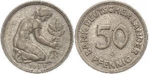 50 Pfennig Germania Ovest (1949-1990) / Repubblica Democratica Tedesca (1949-1990) Rame/Nichel 