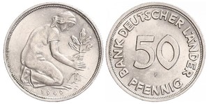 50 Pfennig Germania Ovest (1949-1990) / Repubblica Democratica Tedesca (1949-1990) Rame/Nichel 