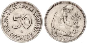 50 Pfennig Germania Ovest (1949-1990) / Repubblica Democratica Tedesca (1949-1990) Rame/Nichel 