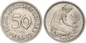 50 Pfennig Germania Ovest (1949-1990) / Repubblica Democratica Tedesca (1949-1990) Rame/Nichel 