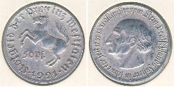 50 Pfennig 德国 铝 海因里希·弗里德里希·卡尔·冯·施泰因帝国男爵