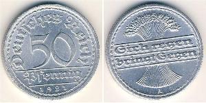 50 Pfennig 魏瑪共和國 (1919 - 1933) 铝 