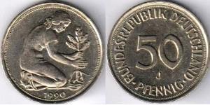 50 Pfennig 西德 (1949 - 1990) / 東德 (1949 - 1990) 銅/镍 