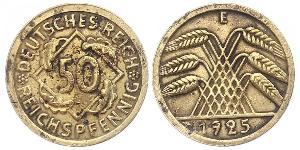 50 Pfennig / 50 Reichpfennig Weimar Republic (1918-1933) Brass 