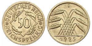 50 Pfennig / 50 Reichpfennig Weimar Republic (1918-1933) Brass 