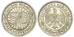 50 Pfennig / 50 Reichpfennig Weimar Republic (1918-1933) Copper/Nickel 