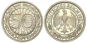 50 Pfennig / 50 Reichpfennig Weimar Republic (1918-1933) Copper/Nickel 