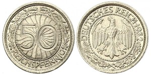 50 Pfennig / 50 Reichpfennig Weimar Republic (1918-1933) Copper/Nickel 