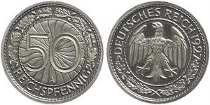 50 Pfennig / 50 Reichpfennig République de Weimar (1918-1933) Cuivre/Nickel 