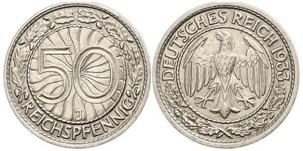 50 Pfennig / 50 Reichpfennig République de Weimar (1918-1933) Cuivre/Nickel 