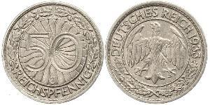 50 Pfennig / 50 Reichpfennig Weimarer Republik (1918-1933) Kupfer/Nickel 