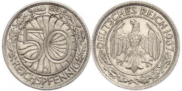 50 Pfennig / 50 Reichpfennig Weimarer Republik (1918-1933) Kupfer/Nickel 