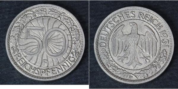 50 Pfennig / 50 Reichpfennig Weimarer Republik (1918-1933) Kupfer/Nickel 