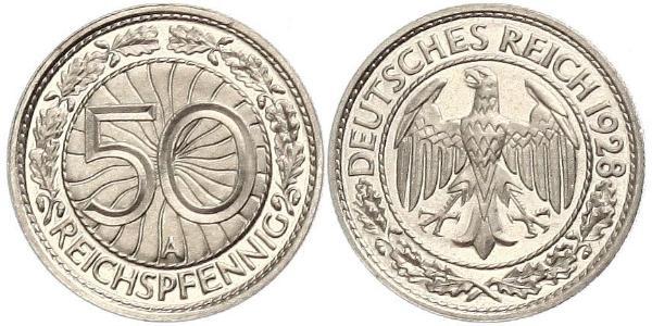 50 Pfennig / 50 Reichpfennig Weimarer Republik (1918-1933) Kupfer/Nickel 