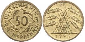 50 Pfennig / 50 Reichpfennig République de Weimar (1918-1933) Laiton 