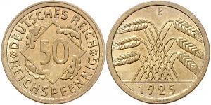 50 Pfennig / 50 Reichpfennig République de Weimar (1918-1933) Laiton 