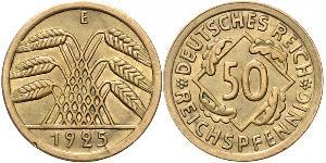 50 Pfennig / 50 Reichpfennig République de Weimar (1918-1933) Laiton 