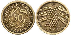 50 Pfennig / 50 Reichpfennig République de Weimar (1918-1933) Laiton 