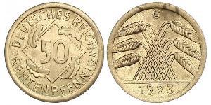 50 Pfennig / 50 Reichpfennig República de Weimar (1918-1933) Latón 