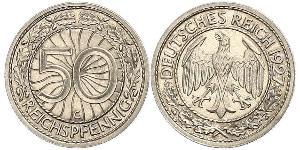 50 Pfennig / 50 Reichpfennig República de Weimar (1918-1933) Níquel/Cobre 