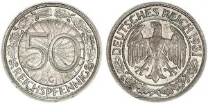 50 Pfennig / 50 Reichpfennig República de Weimar (1918-1933) Níquel/Cobre 