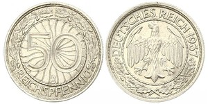 50 Pfennig / 50 Reichpfennig República de Weimar (1918-1933) Níquel/Cobre 