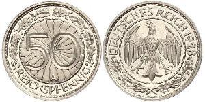 50 Pfennig / 50 Reichpfennig República de Weimar (1918-1933) Níquel/Cobre 