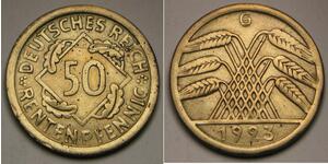 50 Pfennig / 50 Reichpfennig Repubblica di Weimar (1918-1933) Ottone 