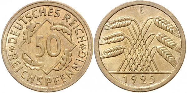 50 Pfennig / 50 Reichpfennig Repubblica di Weimar (1918-1933) Ottone 