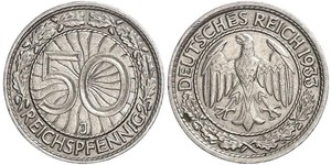 50 Pfennig / 50 Reichpfennig 魏瑪共和國 (1919 - 1933) 銅/镍 