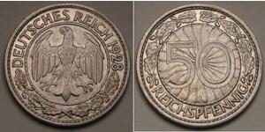 50 Pfennig / 50 Reichpfennig 魏瑪共和國 (1919 - 1933) 銅/镍 