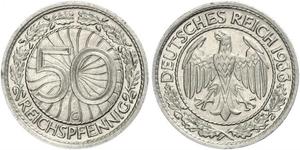 50 Pfennig / 50 Reichpfennig 魏瑪共和國 (1919 - 1933) 銅/镍 