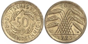 50 Pfennig / 50 Reichpfennig 魏瑪共和國 (1919 - 1933) 黃銅 