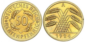 50 Pfennig / 50 Reichpfennig 魏瑪共和國 (1919 - 1933) 黃銅 