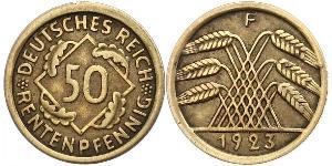 50 Pfennig / 50 Reichpfennig 魏瑪共和國 (1919 - 1933) 黃銅 