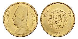 50 Piastre Reino de Egipto (1922 - 1953) Oro Fuad I de Egipto (1868 -1936)