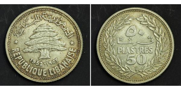 50 Piastre Líbano Plata 